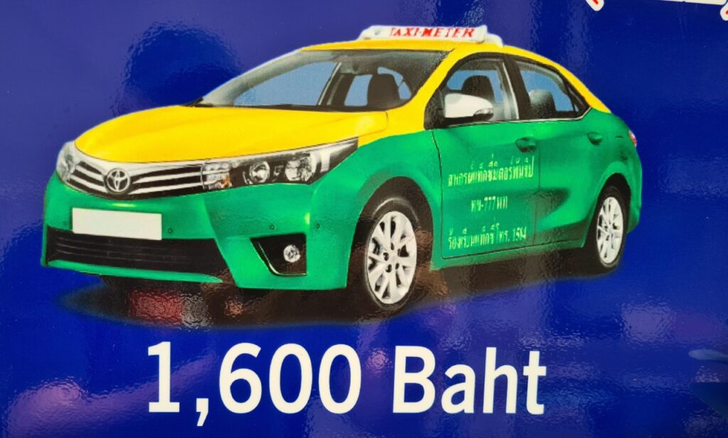 Cost of taxi from Hua Hin to Bangkok