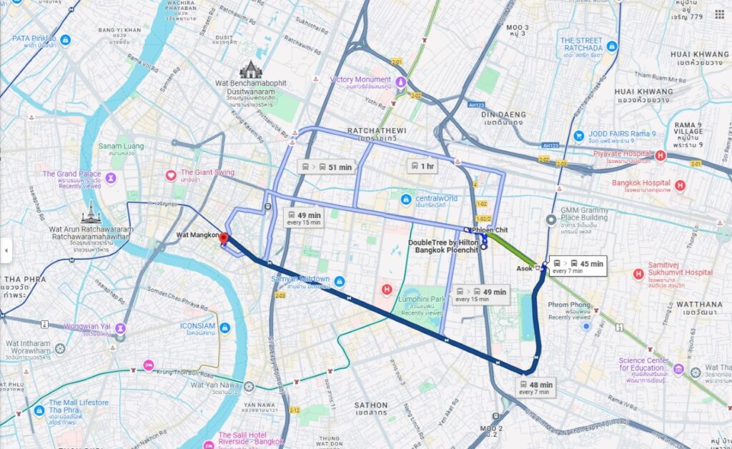 Directions from Doubletree by Hilton Ploenchit to Chinatown Bangkok